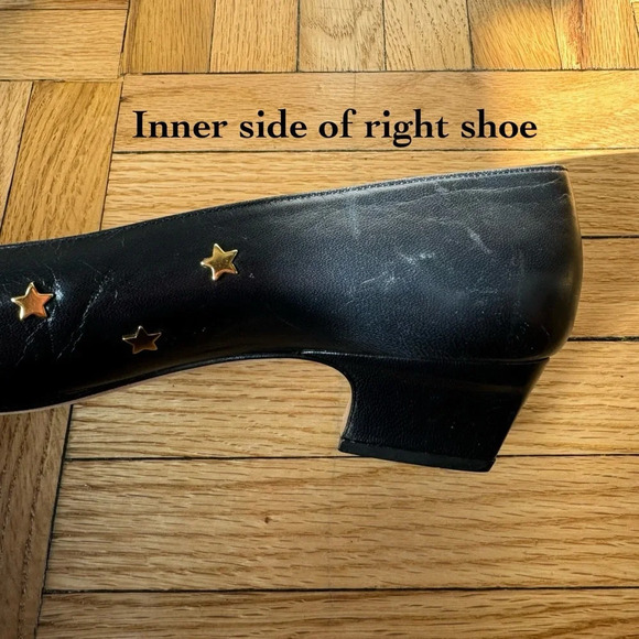 Escada Heels 80s Vintage Star-Studded Low Heel Leather Black Sz 8.5 - Picture 6 of 9